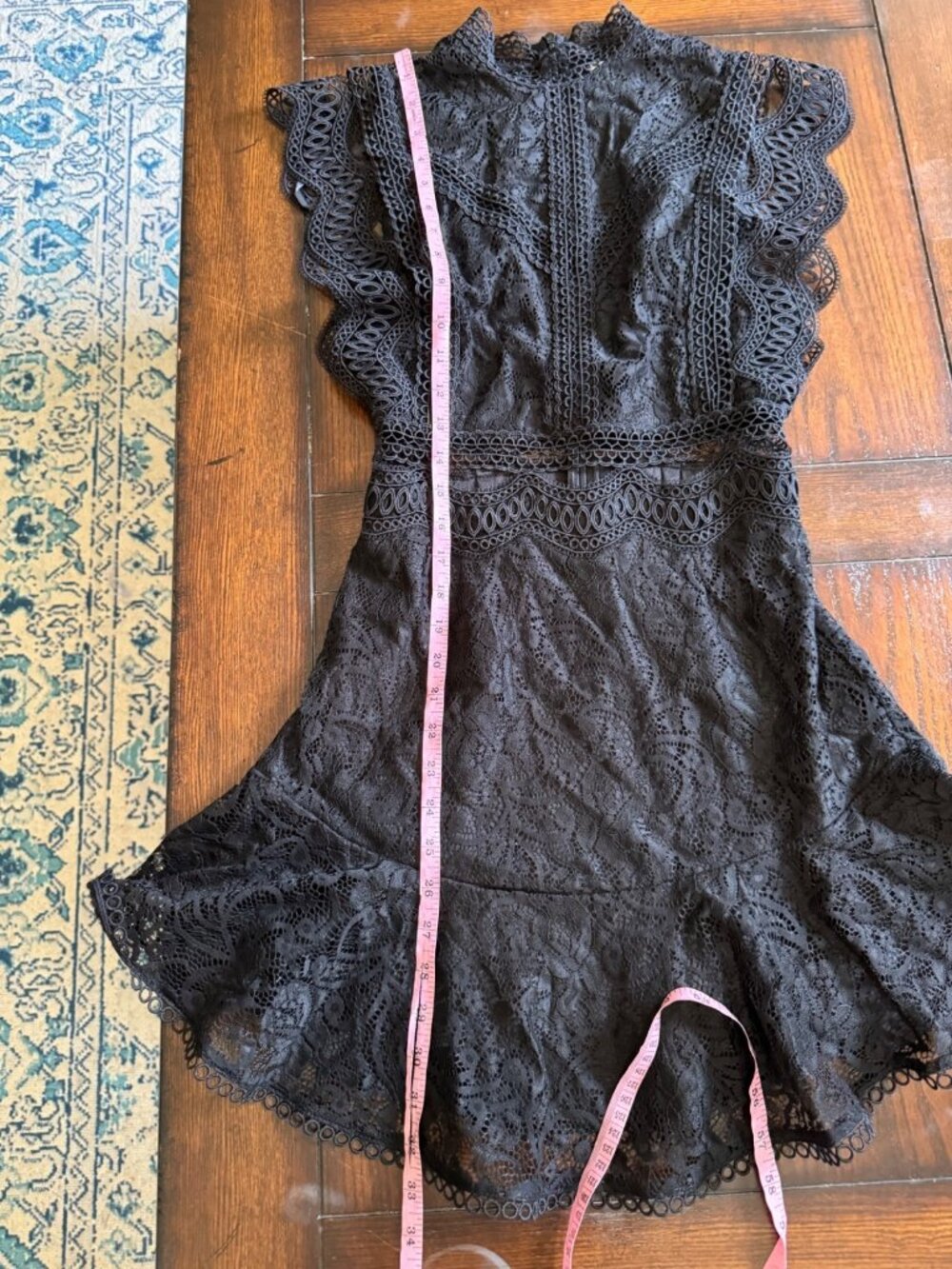 Hello Molly Black Lace Mini Dress Ruffle Cut Out Flutter Sleeves LBD NEW 2 Date - Picture 12 of 14
